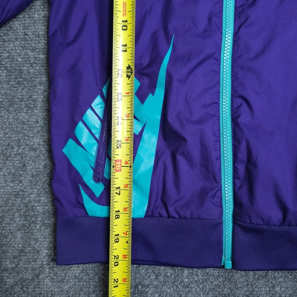Nike Windrunner Jacket Youth Size Small Teal Purple Big Logo Hooded Windbreaker